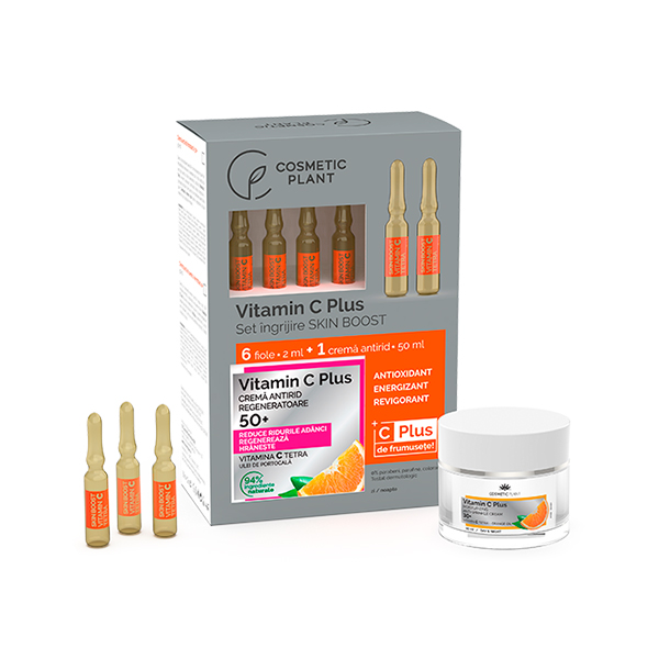 Set ingrijire Skin Boost 50+ (6 fiole x 2 ml + crema antirid 50 ml) Cosmetic Plant COSMETIC PLANT Cosmetice & Uleiuri Cosmetice